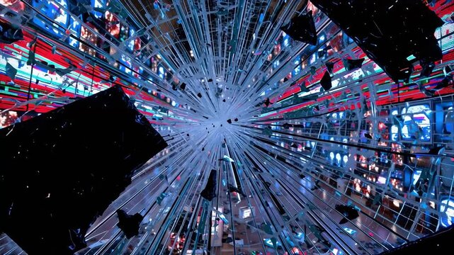 デジタルノイズと発光が広がるアブストラクト背景映像