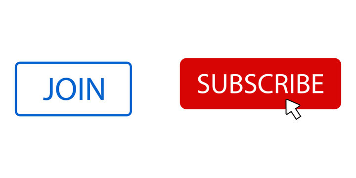 Join and subscribe buttons with mouse cursor icon for website and social media channel interface