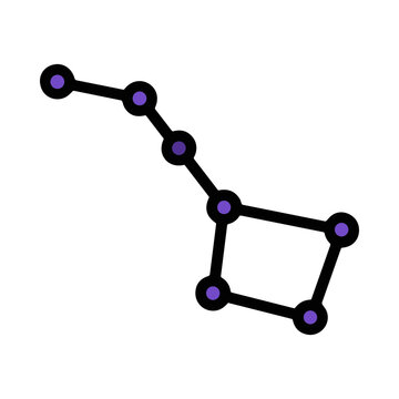 The Big Dipper Constellation Formed by Purple Dots and Black Lines on White Background