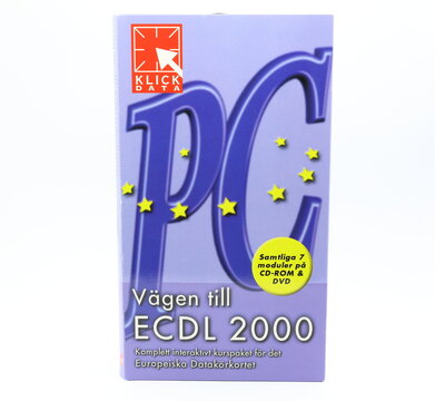 European computer driving licence. CD box. Year 2000. White background. Swedish text.
