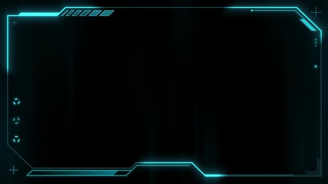 Green glowing Border tech. Futuristic Teal Cyber Frame. loop HUD Technology Interface. Digital Data Screen. Sci Fi Hologram frame. High Tech Viewfinder, 4K Animation