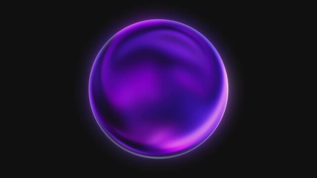 Violet plasma sphere glows with swirling energy. Magic orb of shimmering purple light. Powerful electric core pulses on black background. Futuristic virtual reality visual.