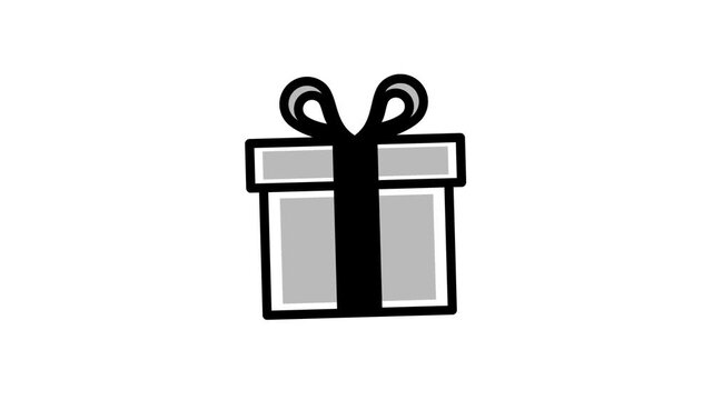 Stylized Black and White Gift Box Illustration with Bow.