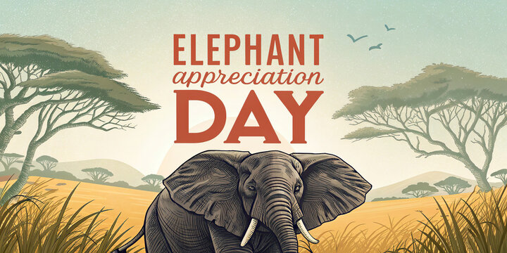 Elephant Appreciation Day Wildlife Conservation Poster with Elephant in Tropical Forest