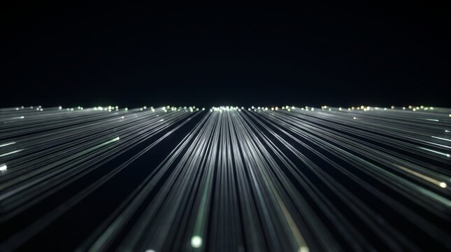 Fiber 3D lines converge into a glowing horizon