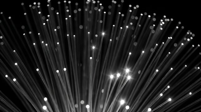 Monochrome 3D strand burst sparkling in black