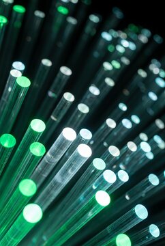Macro 3D wire tips clustered in green light