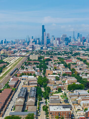 Aerial shot of homes and apartments in Chicago Illinois USA