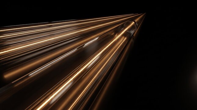 Converging 3D spikes glowing in warm amber tones