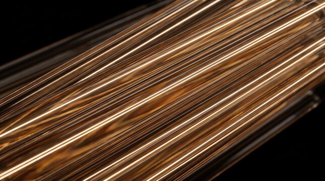 Bundled 3D fibers rendered in golden glowing lines
