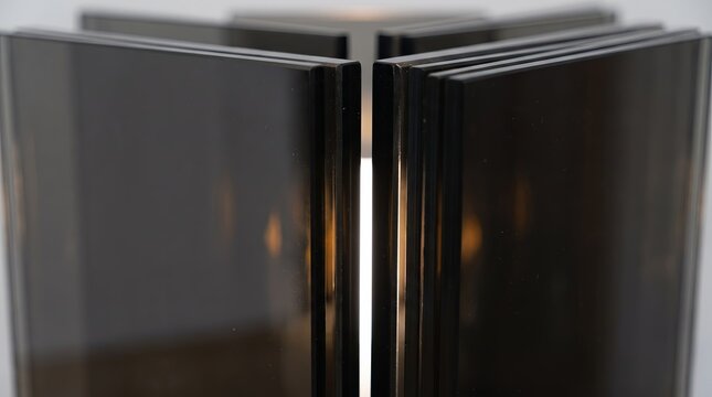 Symmetrical 3D panels fanning open around white light