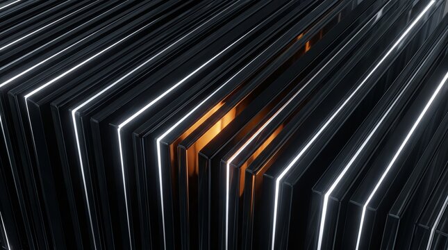 Layered 3D panels rendered with a bright seam