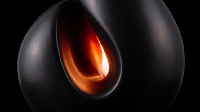 Hollow 3D orb rendered with inner flame glow