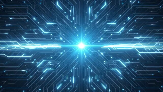 Abstract Blue Circuit Board Convergence Technology Background