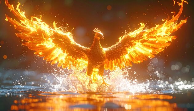 Majestic Phoenix Rising - A Fiery Symbol of Rebirth and Renewal.
