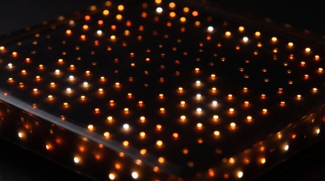 Glowing 3D matrix rendered in amber LED points