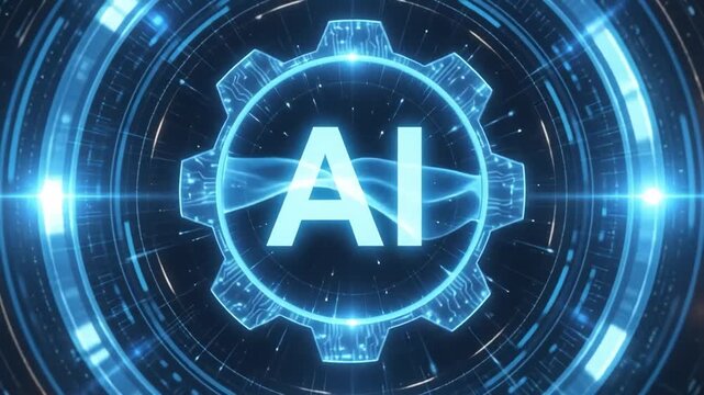 Futuristic AI Core in Circular Digital Technology Interface