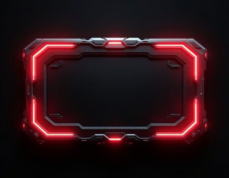 Modern Red Holographic Game Interface Text Box with Glowing Laser Border