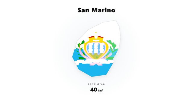 San Marino Represented By A Flag-filled Country Outline, Highlighting Its National Identity With Land Area.