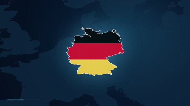 Outline Map Of Germany Filled With The German Flag, Location Pin Pointing To Siegen In North Rhine-Westphalia. - zoom in shot