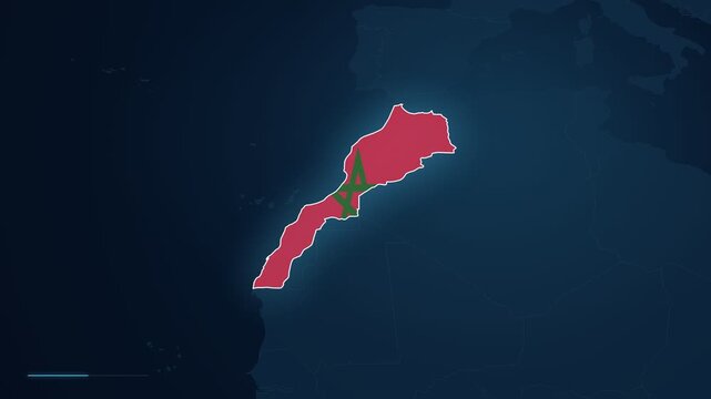 Digital Map Of Morocco With A Location Pin Marker Over Rabat.