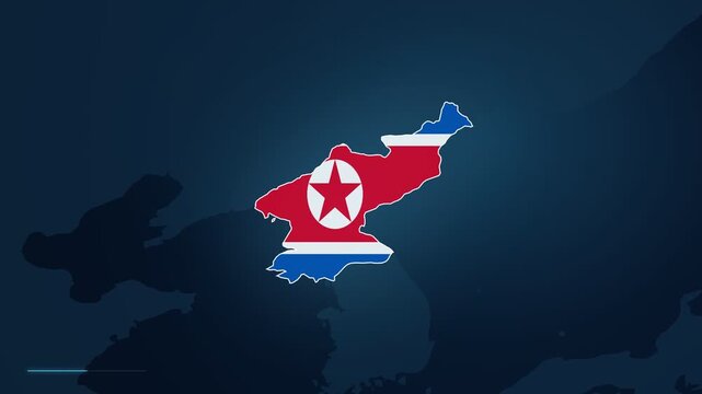 Stylized Map Of North Korea Filled With Its National Flag, On-screen Locator Card Highlighting The Capital City, Pyongyang.