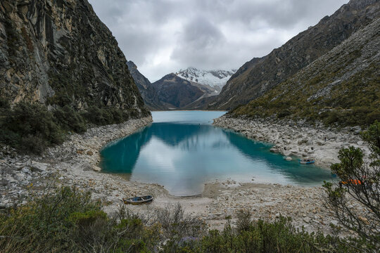 Caraz, Peru - July 17, 2026: Paron Lagoon is a glacial lagoon located in the province of Huaylas in the department of Ancash in Peru.