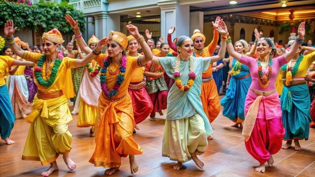 Group of Women Dancing in Colorful Outfits
