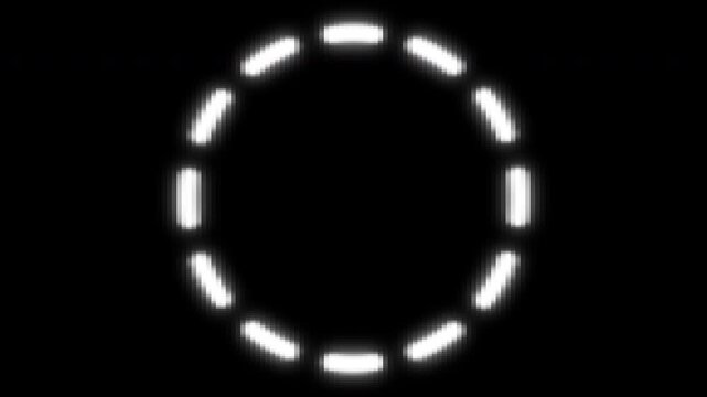 Dashed glowing CRT screen style spinning circle perfect loop for use with logos, etc. with black background