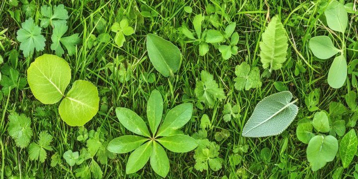Diverse Greenery: A Beautiful Arrangement of Leaves and Grass for Nature and Environmental Themes