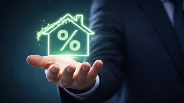 Mortgage Interest Rate and Home Finance Concept in Business Hand