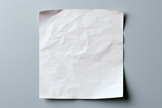 Blank White Wrinkled Poster Mockup Glued and Creased Paper Sheet on Wall