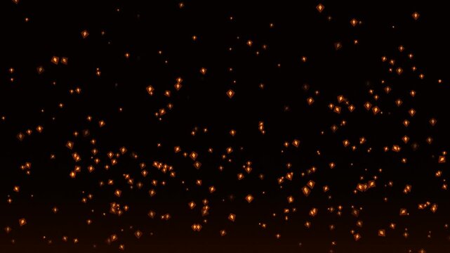 Intense realistic fire sparks isolated on a black background, capturing dynamic glowing embers for cinematic visual effects and motion graphic overlays.