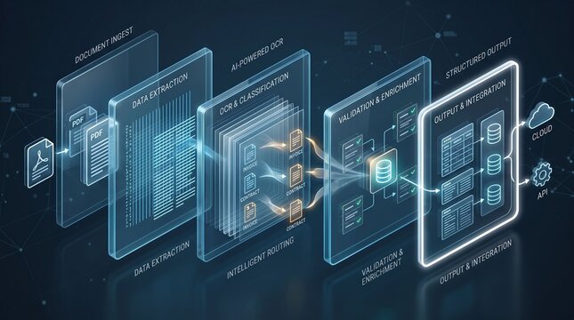 Automated AI Document Processing and Data Extraction Pipeline with OCR and Cloud Integration Concept