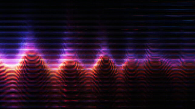 Abstract Glowing Neon Audio Soundwave and Digital Frequency Signal Background
