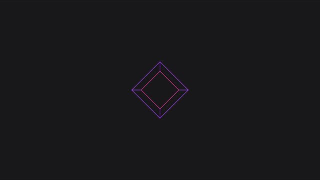 Minimalist neon cube animation rotating on dark 4k background