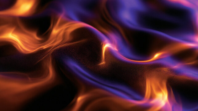 Abstract Glowing Fluid Wave with Digital Particles