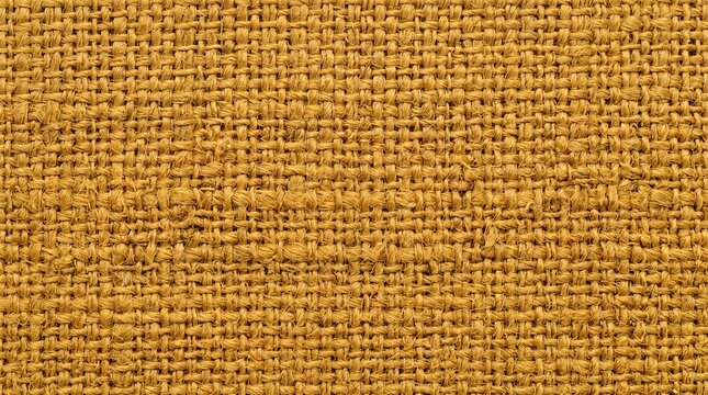 Yellow Burlap Fabric Texture Background with Coarse Woven Pattern