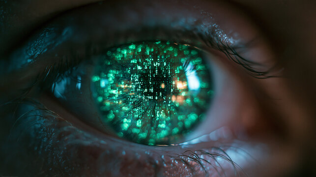 Digital Code and Data Reflected in Cyber Human Eye