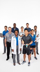 Fototapeta premium Professional Sports Medicine Team on White