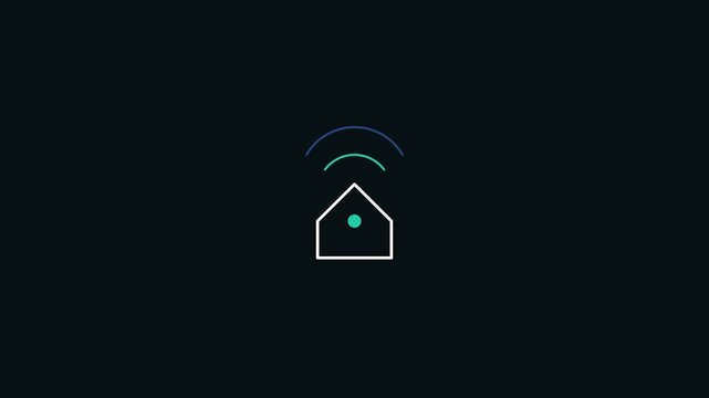 Minimalist smart home animation with pulsing wi-fi signal for io t and automation technology concepts 4k
