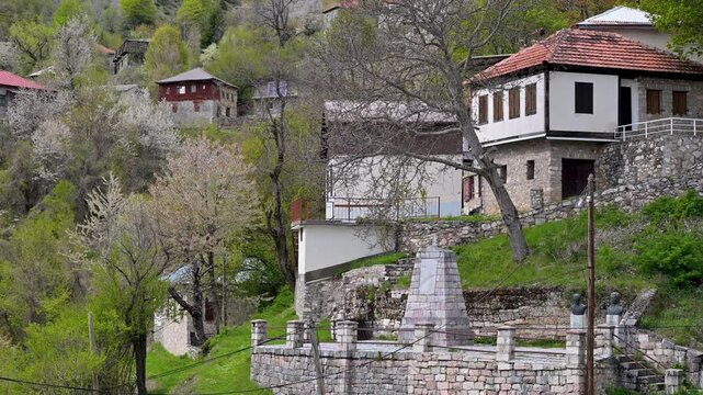 Traditional Macedonian stone houses in Galicnik village