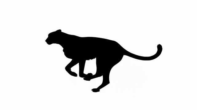 Big Cat in Running Pose Isolated Against Plain White Background