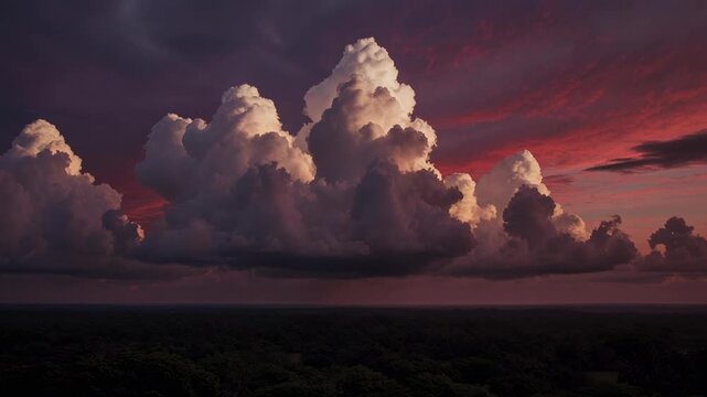 Dramatic sunset clouds timelapse over horizon