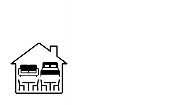 Black line and fill icon representing living spaces with clean minimalist design universally applicable across various industries living spaces black line fill icon clean design minimalist style