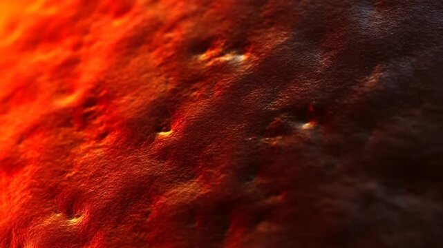 Red textured surface with orange highlights in extreme macro closeup
