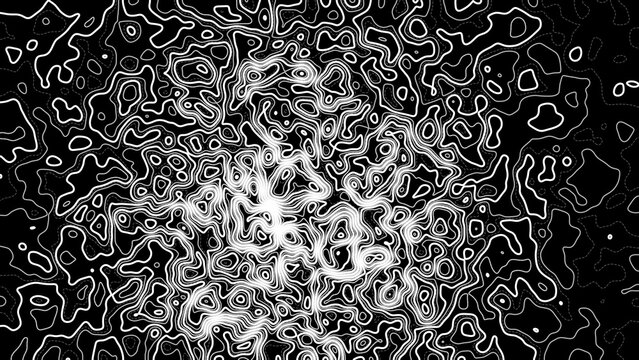 Topographic Height Map Lines on Obsidian Black