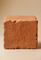 Naklejka premium Construction and building materials concept, single red brick with rough texture on a neutral background, architecture and engineering
