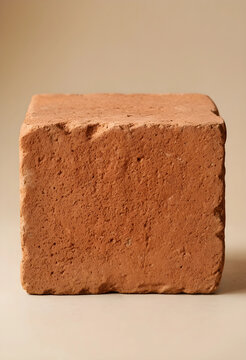 Construction and building materials concept, single red brick with rough texture on a neutral background, architecture and engineering