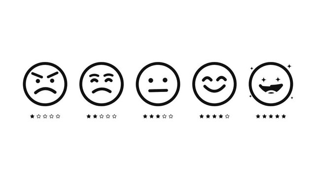 Customer satisfaction rating scale with emotional face icons